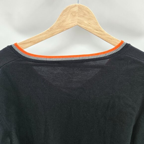 Giorgio Di Mare Yachting LOGO Black Orange Trim V-Neck 100% Cotton Long Sleeve - Picture 8 of 14